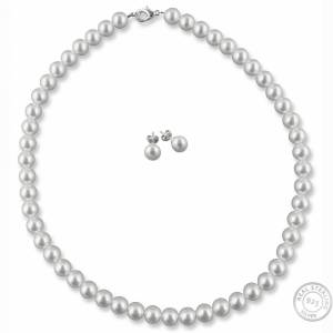 Brautschmuck Set, Perlenkette 42 cm, Ohrringe, Braut Schmuck Set Perlen 8 mm, 925 Silber, Hochzeit Schmuck, Schmuckset Bild 2