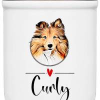 Keramik Leckerlidose SHELTIE mit Hunde-Silhouette - personalisiert mit Name Bild 1