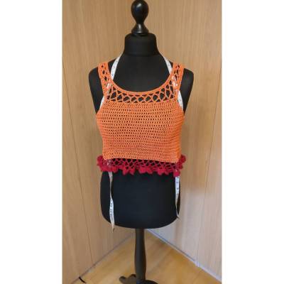 Sommertop, Crop Top, Strandtop handgehäkelt, Größe S/M