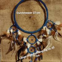 Traumfänger / Dreamcatcher, groß, blau, 5 Ringe  (TR21) Bild 1