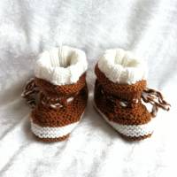 Frühchen Schuhe handgestrickt aus Merinowolle, Erstling - Schuhe, Reborn Baby Bild 1