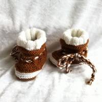Frühchen Schuhe handgestrickt aus Merinowolle, Erstling - Schuhe, Reborn Baby Bild 4