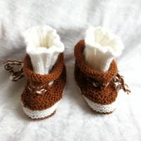 Frühchen Schuhe handgestrickt aus Merinowolle, Erstling - Schuhe, Reborn Baby Bild 5