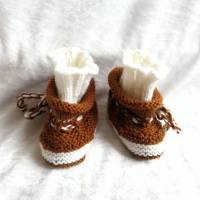Frühchen Schuhe handgestrickt aus Merinowolle, Erstling - Schuhe, Reborn Baby Bild 6
