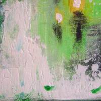 FOREST LIGHTS - abstraktes Acrylbild grün gelb auf Leinwand 40cmx40cm - Christiane Schwarz Bild 6