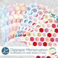 Digipapier Menstruation, 25 digitale Papiere rund um die Periode, Erdbeerwoche, deine Tage, Body Positivity, Aufklärung Bild 2
