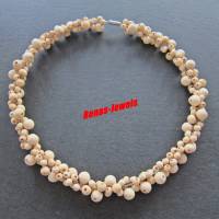 Statement Kette Collier beige Natur Holzperlen Holzkette Perlenkette Halsreif Bild 2