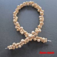 Statement Kette Collier beige Natur Holzperlen Holzkette Perlenkette Halsreif Bild 3