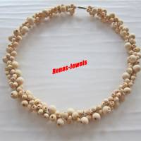 Statement Kette Collier beige Natur Holzperlen Holzkette Perlenkette Halsreif Bild 5