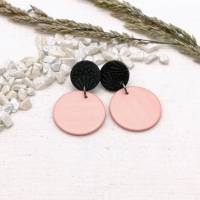 große Ohrringe rosa und schwarz aus Polymer Clay Bild 1