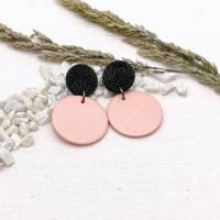 große Ohrringe rosa und schwarz aus Polymer Clay Bild 4