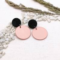 große Ohrringe rosa und schwarz aus Polymer Clay Bild 8