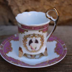 Mokkatasse Espresso Damenportrait Porzellan Handgefertigt Vintage Bild 1