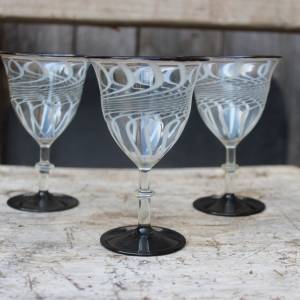 3 Art Deco Weingläser Fadenglas Lauscha Bimini Stil 20er 30er Jahre Bild 1