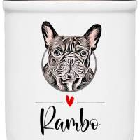 Keramik Leckerlidose FRANZÖSISCHE BULLDOGGE mit Hunde-Silhouette - personalisiert mit Name Bild 1