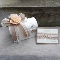 Geschenkbox + Karte Geldgeschenk zur Hochzeit vintage creme personalisiert beige Bild 1