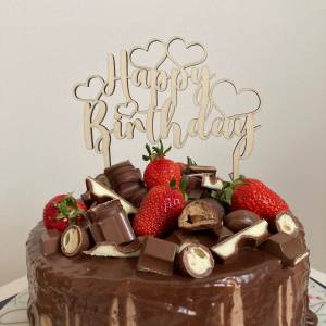 Cake Topper Happy Birthday / Kuchendeko Geburtstag Herzen Bild 2