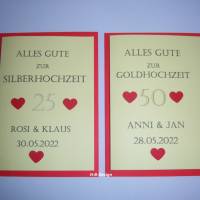 Glückwunschkarte "Alles Gute zur Goldhochzeit"(Silberhochzeit), Klappkarte mit Kuvert,Herzen, Postkarte,personal Bild 1