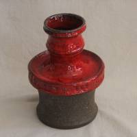 braun rote Vase mit Griff 60er Jahre Fat Lava Bild 1
