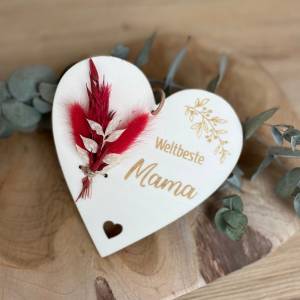 Herz Weltbeste Mama mit Trockenblumen / Muttertag / Beste Mama Bild 1