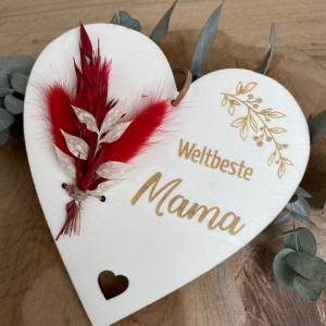 Herz Weltbeste Mama mit Trockenblumen / Muttertag / Beste Mama Bild 2