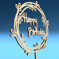 Cake-Topper zum Geburtstag, Happy Birthday - Kranz Bild 2