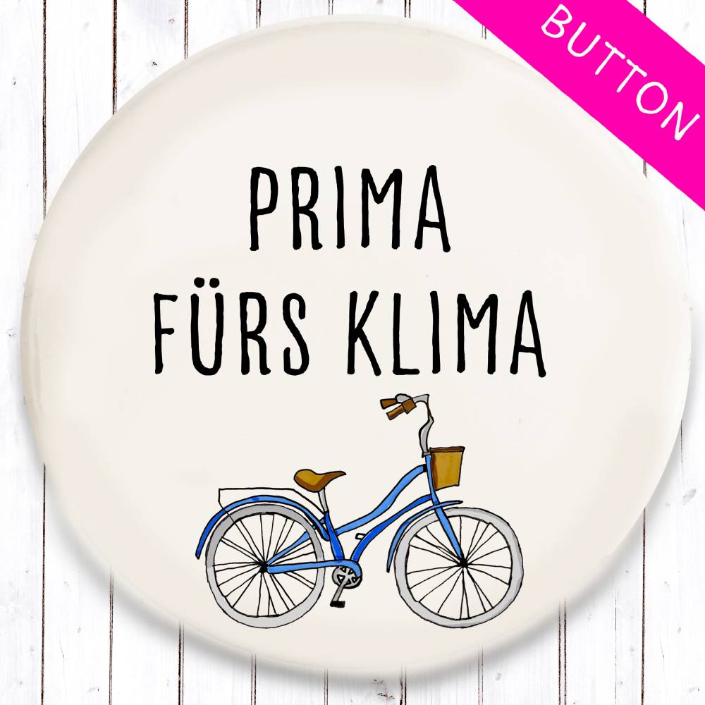 Prima für Klima Fahrrad Blau Button Bild 1