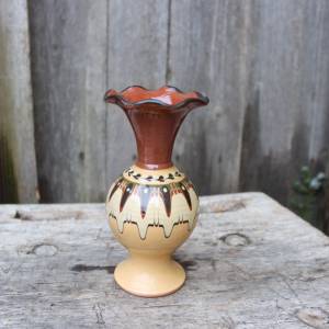Vase traditionelle bulgarische Keramik Pfauenauge Vintage 60er 70er Jahre Bild 1