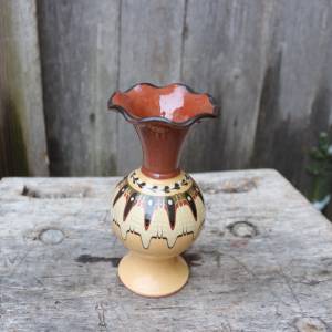 Vase traditionelle bulgarische Keramik Pfauenauge Vintage 60er 70er Jahre Bild 2