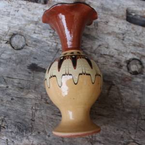 Vase traditionelle bulgarische Keramik Pfauenauge Vintage 60er 70er Jahre Bild 4
