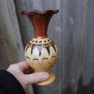 Vase traditionelle bulgarische Keramik Pfauenauge Vintage 60er 70er Jahre Bild 5