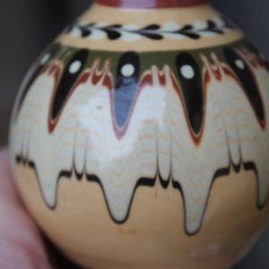 Vase traditionelle bulgarische Keramik Pfauenauge Vintage 60er 70er Jahre Bild 7