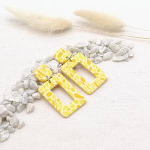 Eckige Sommer Ohrringe Gelb aus Polymer Clay Bild 4