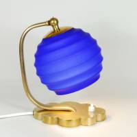 Unikat Tischlampe Leuchte 21 cm klein Nachtlicht Messing 50er mid century gold blau einmalig vintage upcycling Bild 1