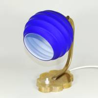 Unikat Tischlampe Leuchte 21 cm klein Nachtlicht Messing 50er mid century gold blau einmalig vintage upcycling Bild 2