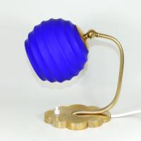 Unikat Tischlampe Leuchte 21 cm klein Nachtlicht Messing 50er mid century gold blau einmalig vintage upcycling Bild 5