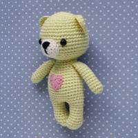 Kuscheltier Häkeltier Teddy Mini hellgelb aus Baumwolle Handarbeit Bild 3