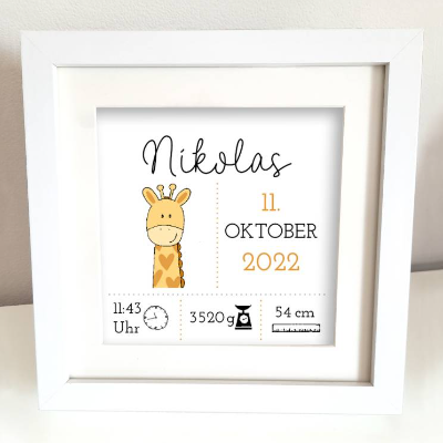 Bild zur Geburt | Geburtstag | Bilderrahmen | Taufe - INDIVIDUALISIERBAR