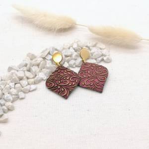 große rote Statement Ohrringe im orientalischen Design, handgemacht aus Polymer Clay Bild 4