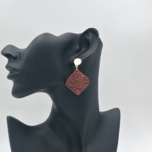 große rote Statement Ohrringe im orientalischen Design, handgemacht aus Polymer Clay Bild 6