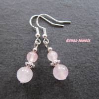 Edelstein Ohrhänger Rosenquarz Perlen Ohrringe rosa silberfarben Ohrhaken aus 925 Silber Bild 1