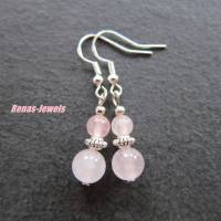 Edelstein Ohrhänger Rosenquarz Perlen Ohrringe rosa silberfarben Ohrhaken aus 925 Silber Bild 2