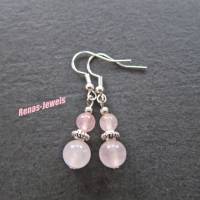 Edelstein Ohrhänger Rosenquarz Perlen Ohrringe rosa silberfarben Ohrhaken aus 925 Silber Bild 4