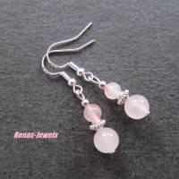 Edelstein Ohrhänger Rosenquarz Perlen Ohrringe rosa silberfarben Ohrhaken aus 925 Silber Bild 5