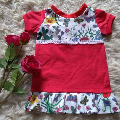 Tunika/Kleid Gr.74 – A-förmig, Jersey, Bündchen & Spitze