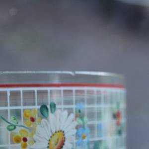 Schüssel Schale Obstschüssel Glas Emaillefarben Handbemalt Blumen Dekor 30 40er Jahre Bild 8