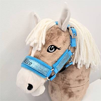 Halfter Hobby Horse Glitzer hellblau personalisierbar