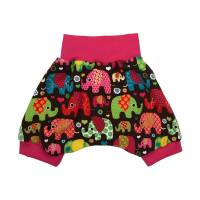 Kurze Pumphose Shorts Sommerhose Mädchen "Glückliche Elefanten" pink Bild 1