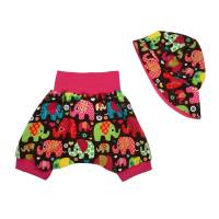 Kurze Pumphose Shorts Sommerhose Mädchen "Glückliche Elefanten" pink Bild 2