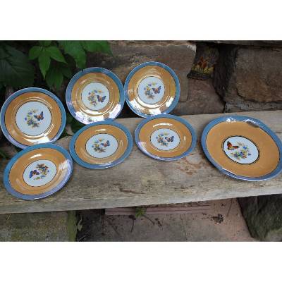 7 tlg Set Dessertteller Gebäckteller Porzellan 50er Jahre